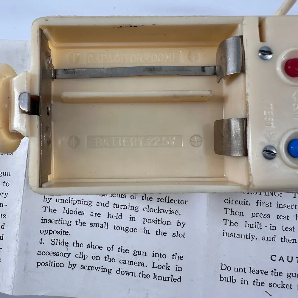 Vintage Taron Pocket Flash Gun B.C. Type w/ Box Leather Case Instructions